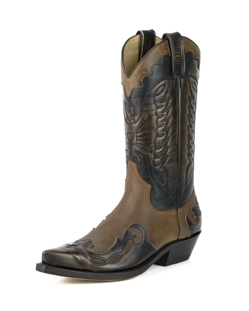 Country- und Western-Cowboystiefel 1927-C für Herren und Damen aus braunem und grauem Leder
