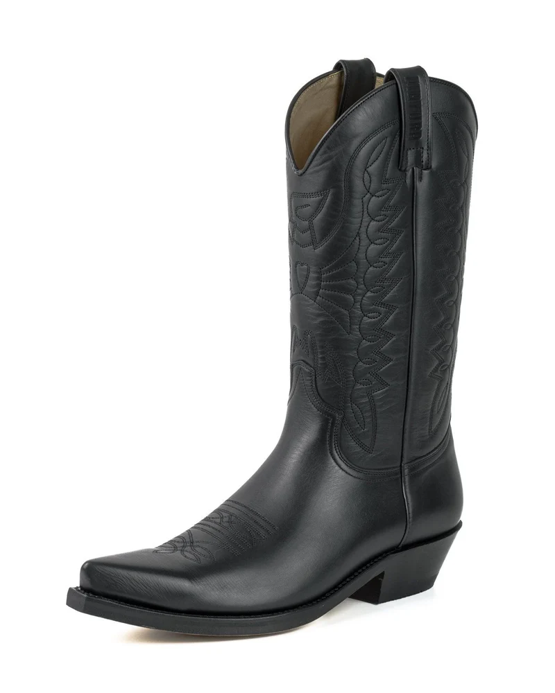 Country- und Western-Cowboystiefel 1920-C aus schwarzem Leder für Herren und Damen