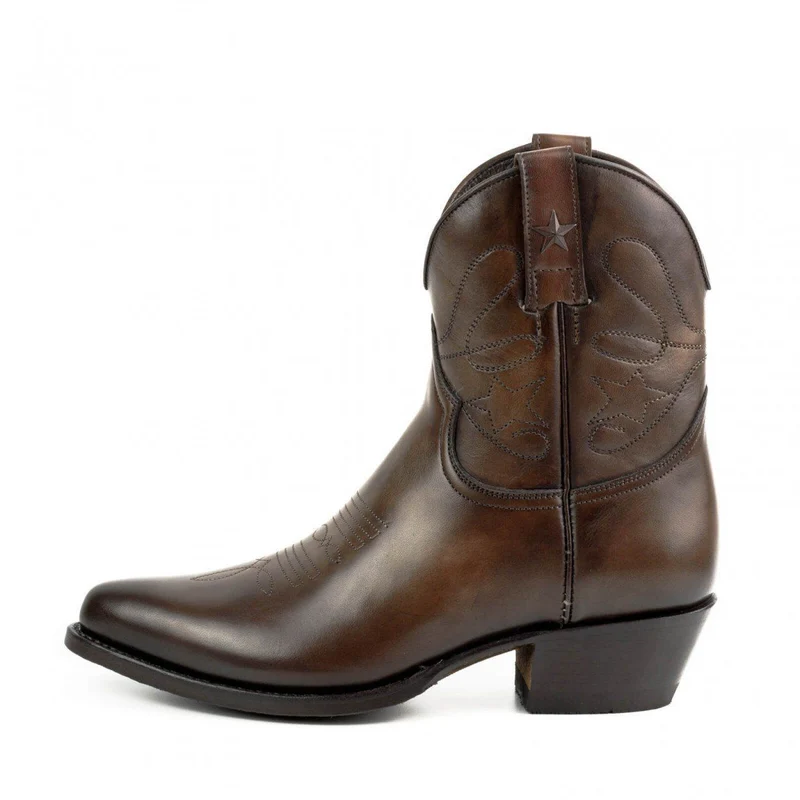 Damen-Cowboy-Country- und Western-Stiefeletten 2374 aus dunkelbraunem Leder