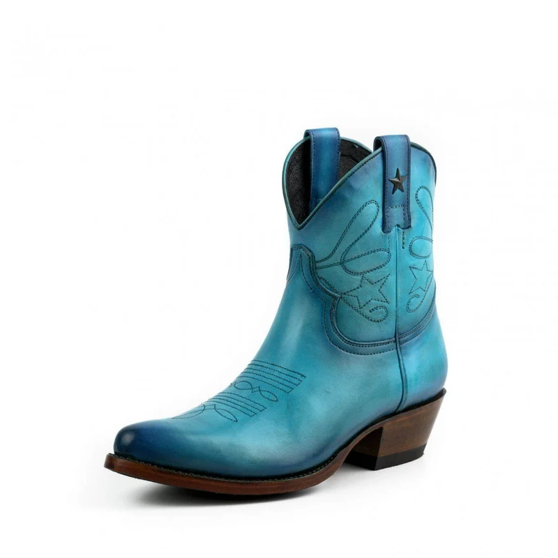 Damen-Cowboystiefel, Country- und Westernstiefel 2374, türkisblaues Leder | Sofort lieferbar | Größe 37
