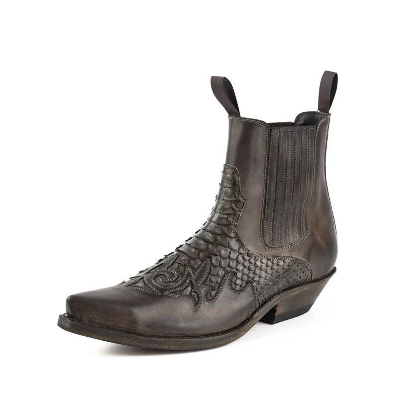 Urban Cowboy Boots für Damen und Herren, 2500 Leder, Braun und Dunkelbraun Exotic | Sofort lieferbar | Größe 39/42