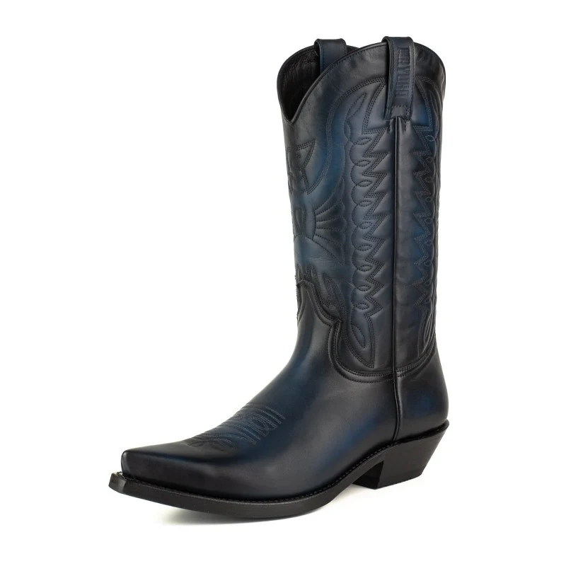 Cowboy-, Country- und Westernstiefel der 1920er Jahre für Damen und Herren, Schwarz und Blau, Premium