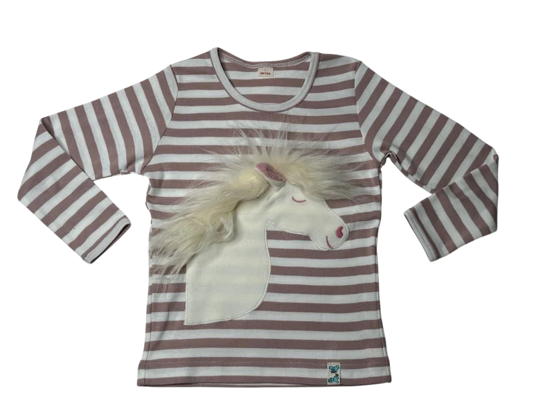 Bio Kinder Langarmshirt Einhorn aus Bio-Baumwolle Feinripp, GOTS