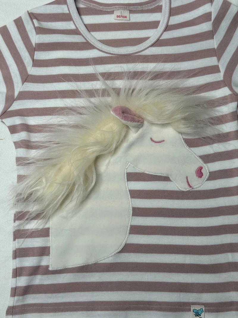 Bio Kinder Langarmshirt Einhorn aus Bio-Baumwolle Feinripp, GOTS