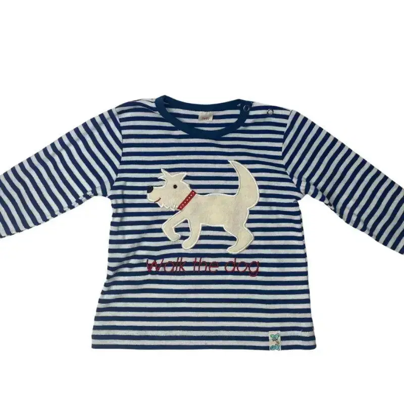 Bio Kinder Langarmshirt Hund aus Bio-Baumwolle, Feinripp, GOTS