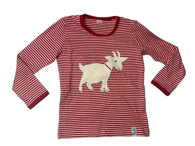 Bio Kinder Langarmshirt Ziege aus Bio-Baumwolle, Feinripp, GOTS