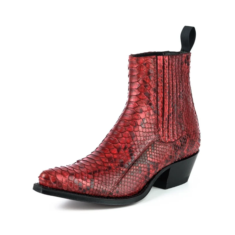 Damen Urban Stiefeletten 2496 Exotisches Leder Rot