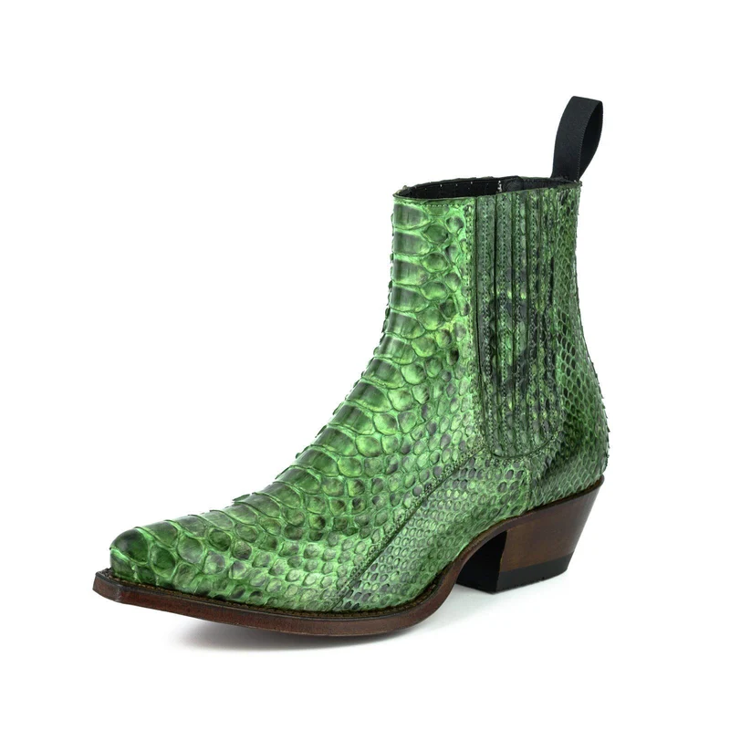 Damen Urban Stiefeletten 2496 Exotisches Leder Grün