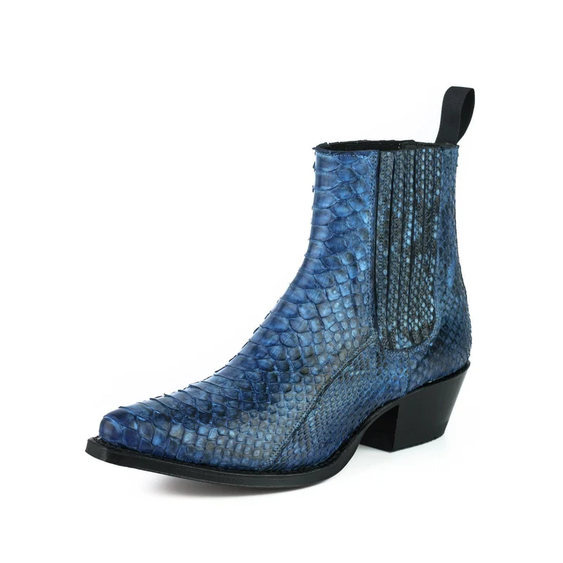 Damen Urban Stiefeletten 2496 Exotisches Leder Blau