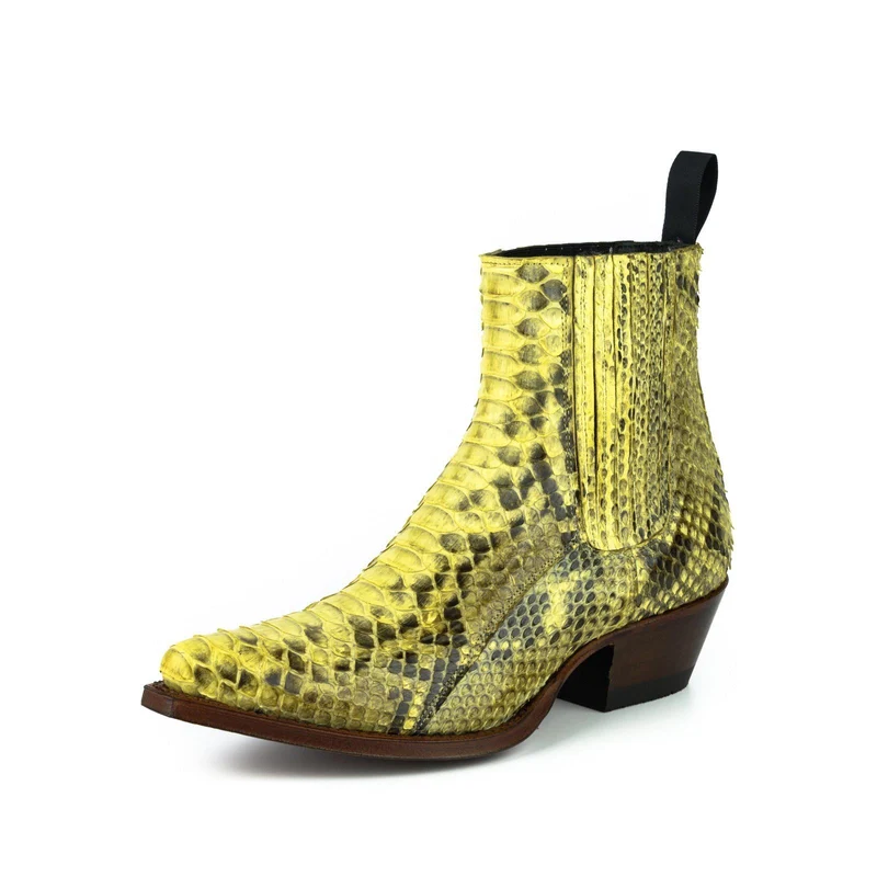 Damen Urban Stiefeletten 2496 Exotisches Leder Gelb