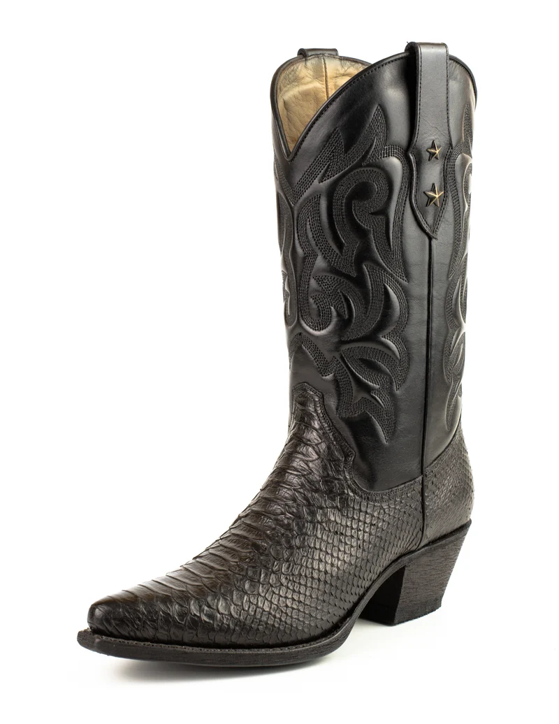 Damen-Cowboy-Country- und Westernstiefel 2524 aus schwarzem Leder