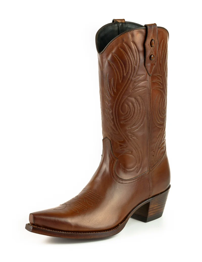 Country- und Western-Cowboystiefel für Damen 2536 Dunkelbraunes Leder