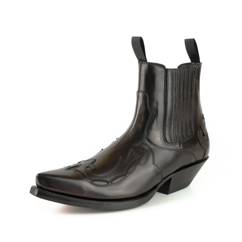 Cowboy Country Western Stiefeletten für Herren und Damen 1931 aus schwarzem Leder