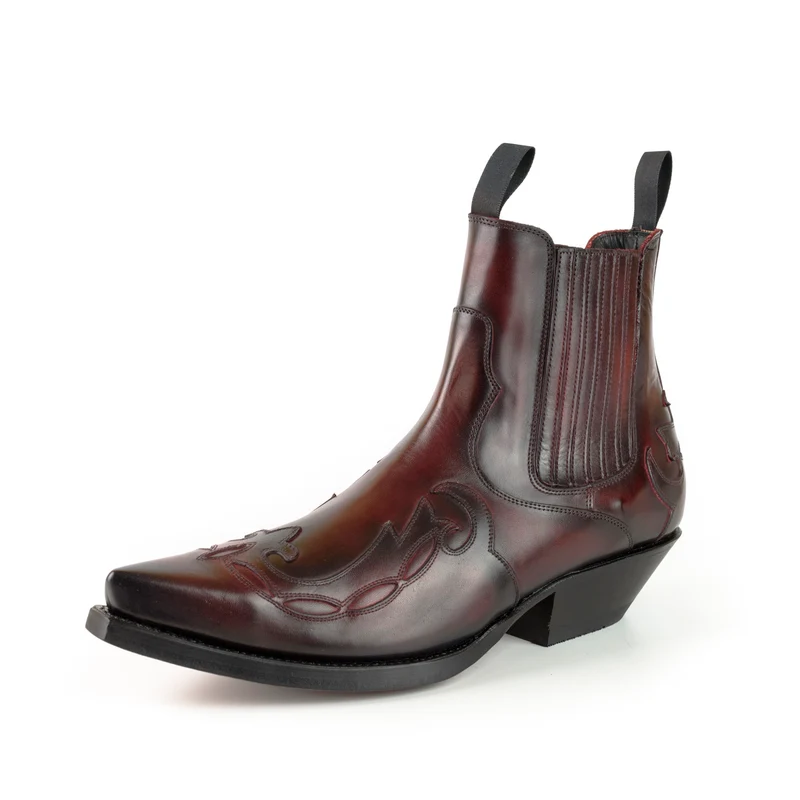 Cowboy Country Western Stiefeletten für Herren und Damen 1931 aus dunkelrotem Leder