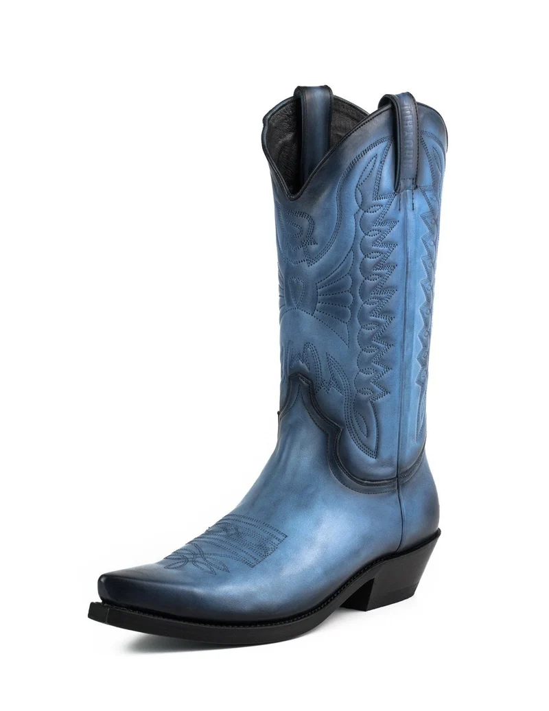 Country- und Western-Cowboystiefel 1920 aus blauem Leder für Herren und Damen