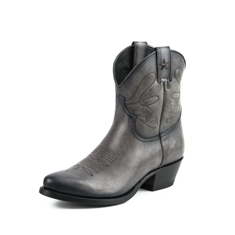 Cowboy Country und Western Damen Stiefeletten 2374 Graues Leder