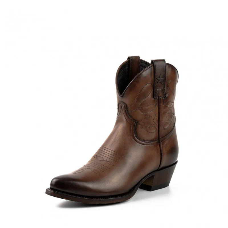 Cowboy Country und Western Damen Stiefeletten 2374 Braunes Leder