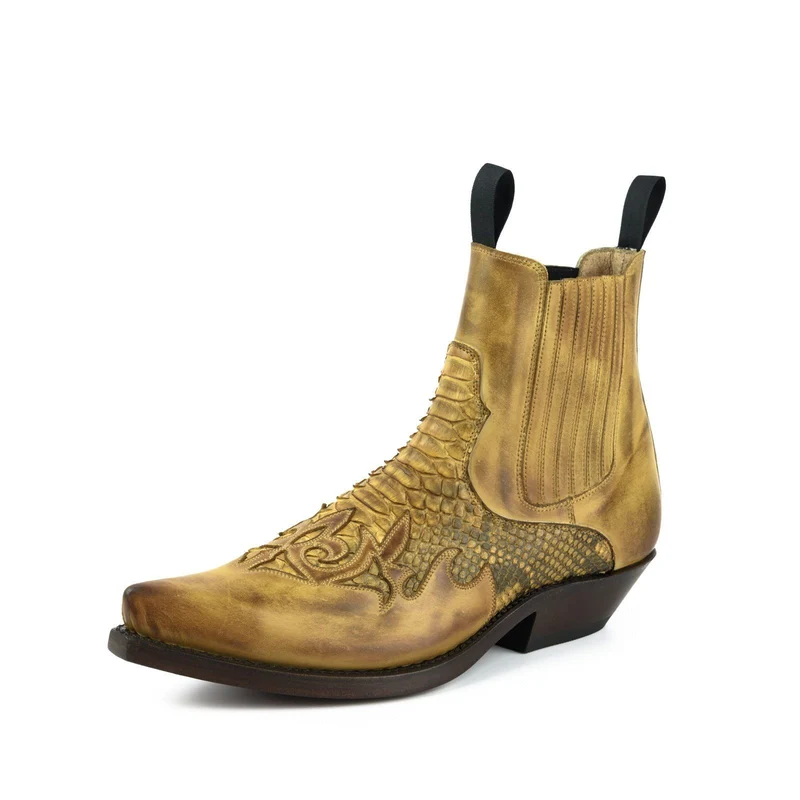 Urban Cowboy-Stiefeletten für Damen und Herren aus 2500-Gelb und exotischem Gelbleder