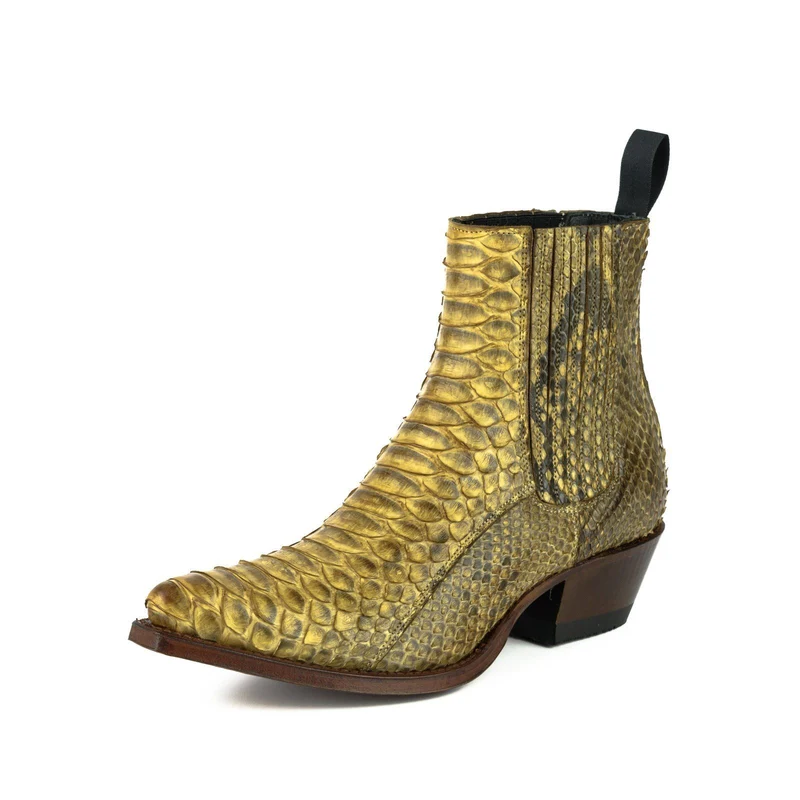Urban Stiefeletten Damen 2496 Exotisches Leder Dunkelgelb