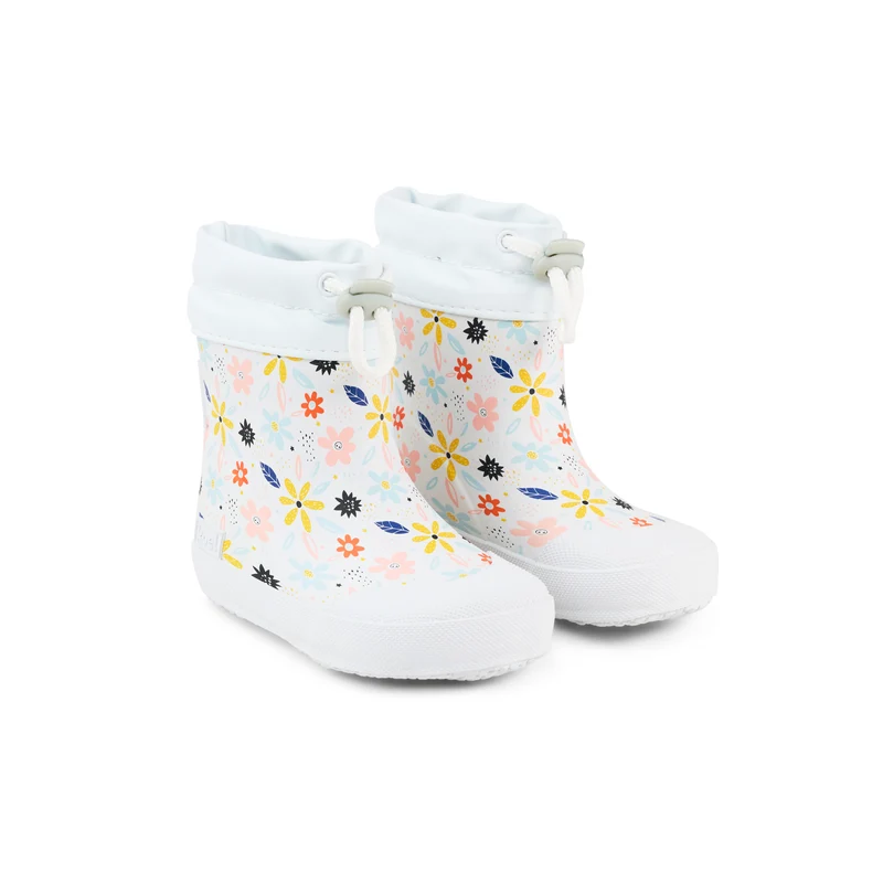 KOEL Flowers White Wellie Print – Barfuß-Gummistiefel