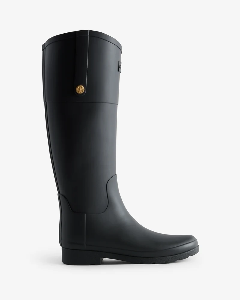 Refined Gold Trim Reiterstiefel Schwarz (Damen)