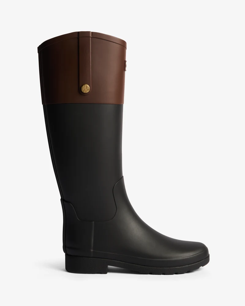 Refined Gold Trim Reiterstiefel Schwarz/Braun (Damen)