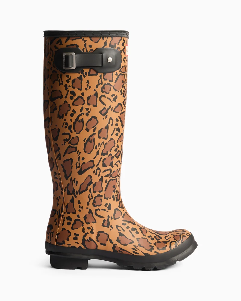 Original Tall Leopard Print Wellington Gummistiefel Braun (Damen)