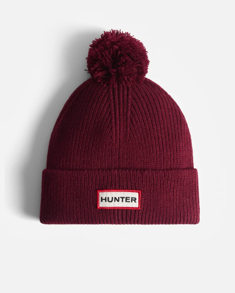 Brenig Ribbed Pom Mütze in Rot (Unisex)