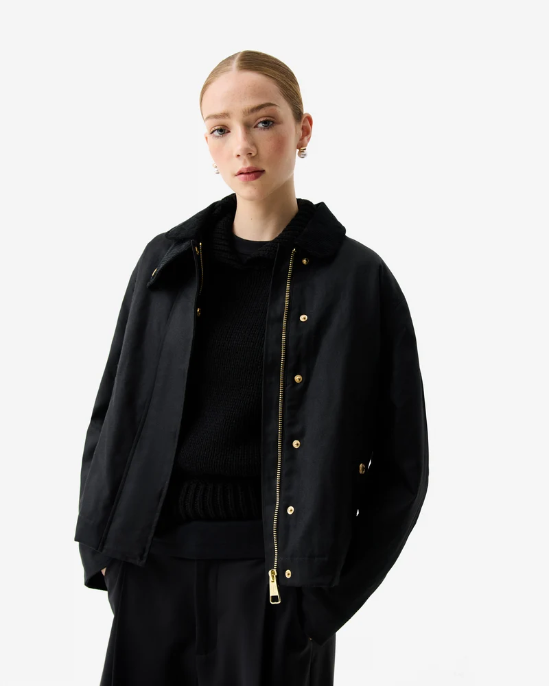 Leith Oversized Wachsjacke Schwarz (Damen)