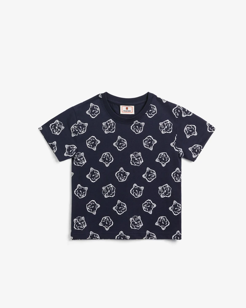 MAISON KITSUNÉ x HUNTER Fox Head T-shirt Dunkelblau Kids