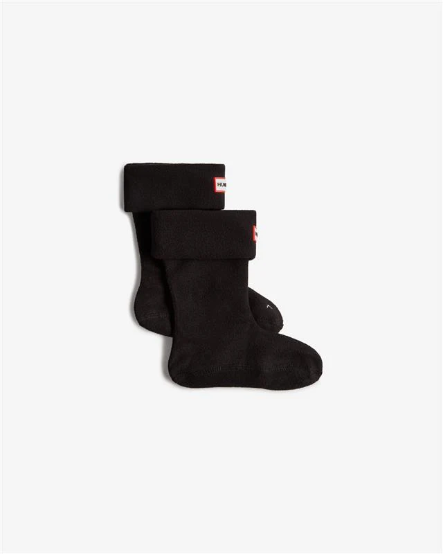 Recycelte Fleece umklappbare Bündchen Stiefelsocken Schwarz Kids