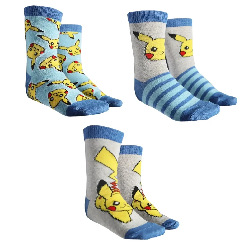 Pokemon Pikachu Kinder Jungen lange Socken 3er Pack Gr. 23 bis 34