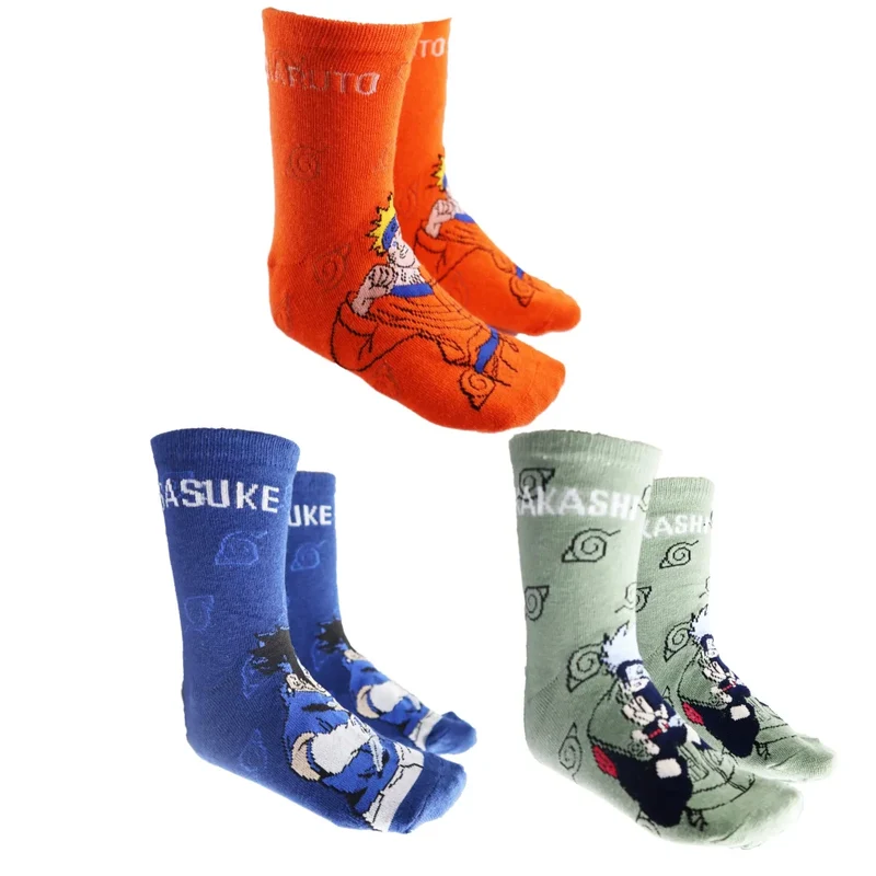 Naruto Shippuden Sasuke Kakashi Lange Kinder Socken 3er Pack
