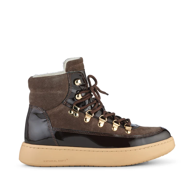 Iris Suede Patent - Brown