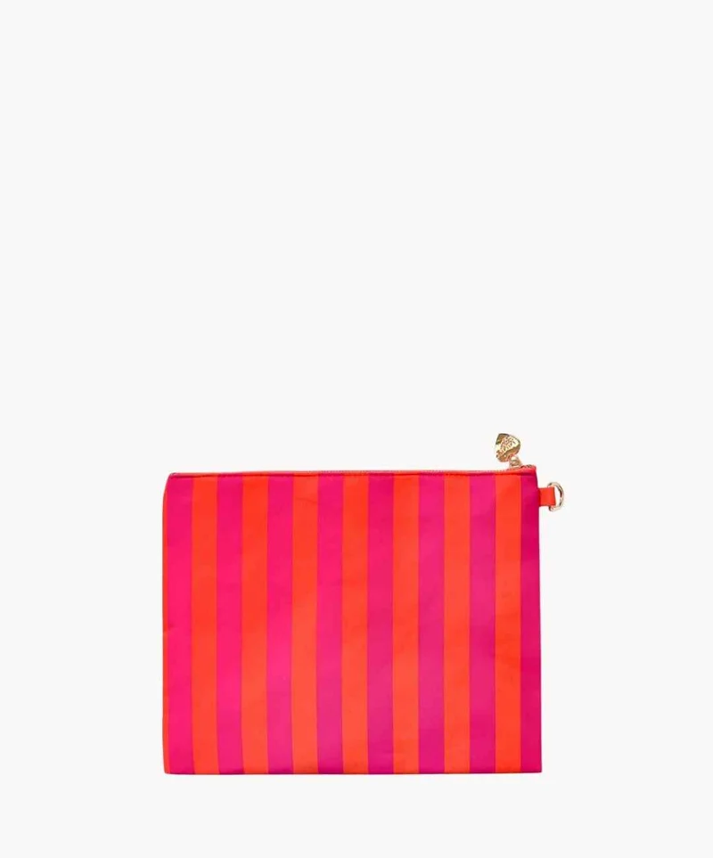 Riva Clutch Stripes Neon Pink Orange