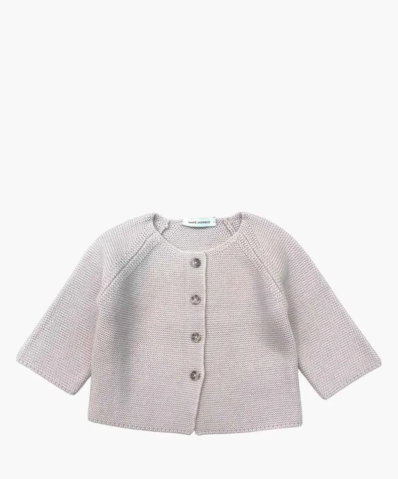 Marie Morenz Babyjacke Merinowolle Links gestrickt rosewood