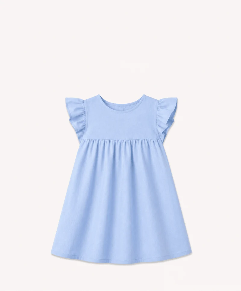 Marie Morenz Leinenkleid Hellblau Flügelärmel
