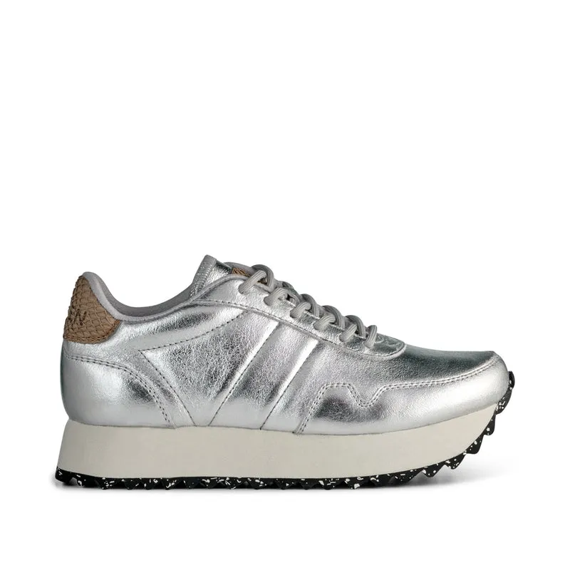Nora III Plateau Metallic Leather - Silver